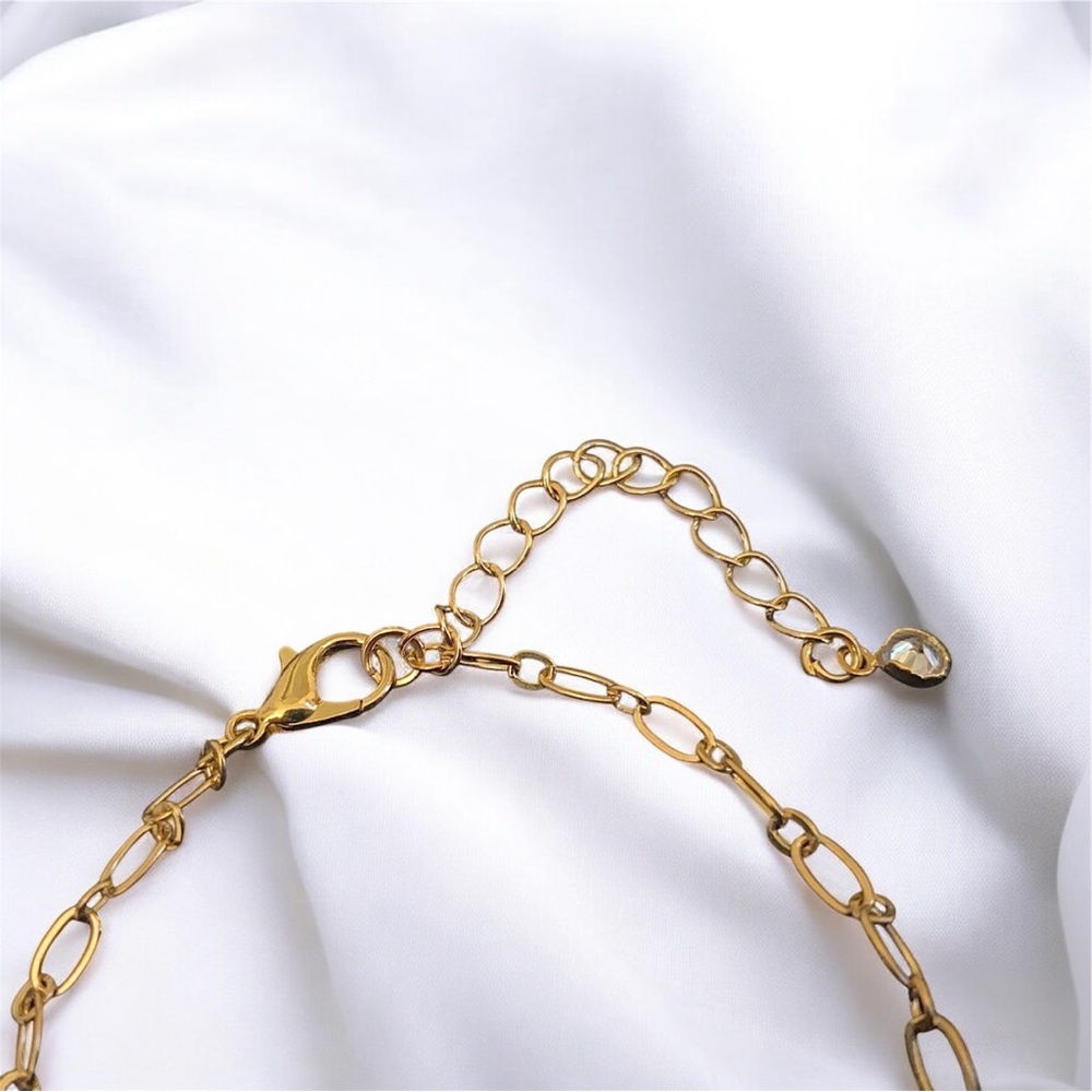 14 karat Gold Plated Women’s paper clip  6.5 inch bracelet - 2 inch extender - Picture 2 of 4